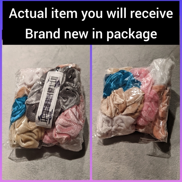 9 brand new light colored variety of shiny soft velvet material scrunchies - Picture 4 of 4